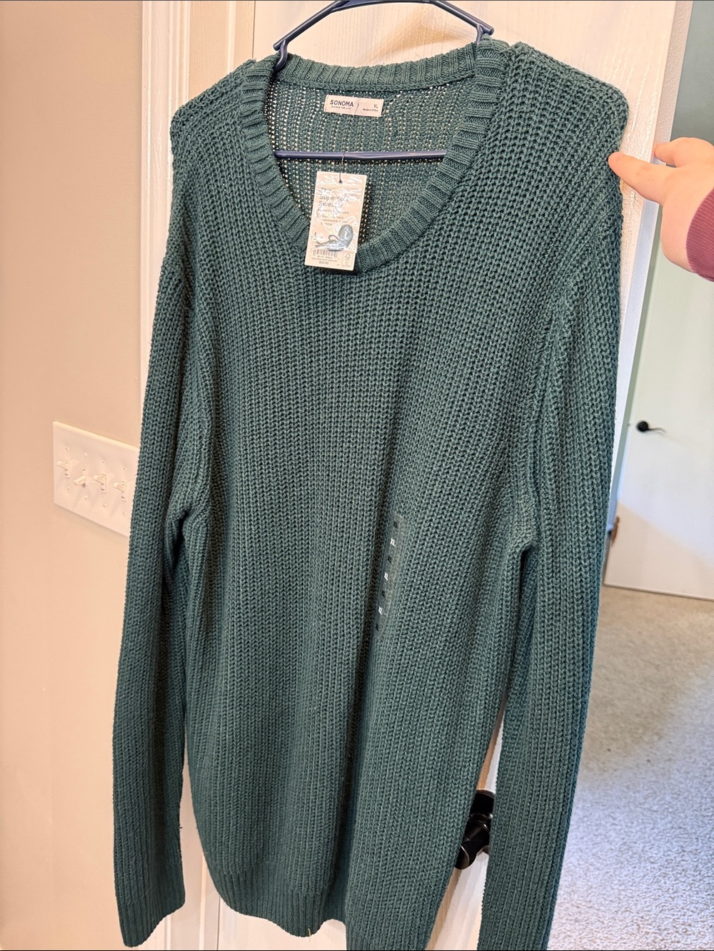 Cozy Oversized Knit Sweater in Teal/Dark Green